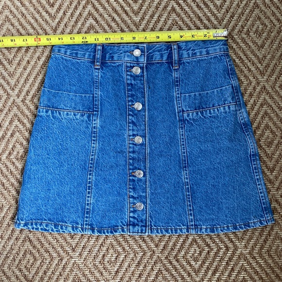 🐞Big button denim mini skirt a line with front pockets - Picture 7 of 8